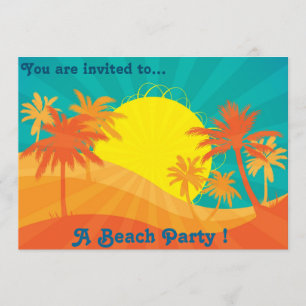 Invitación fiesta Retro Beach palmeras
