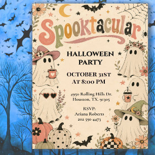 Invitación Fiesta Retro Boho Spooktacular de Halloween