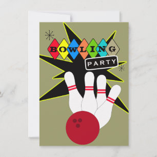 Invitación Fiesta Retro Bowling