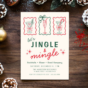 Invitación Fiesta Retro Caprichosa de Navidad Jingle Mingle