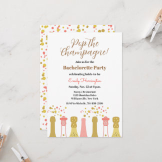 Invitación Fiesta Retro Champagne Vintage Guay Bachelorette