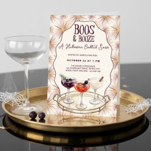 Invitación Fiesta Retro Chic de Brujas y Bebidas de Halloween