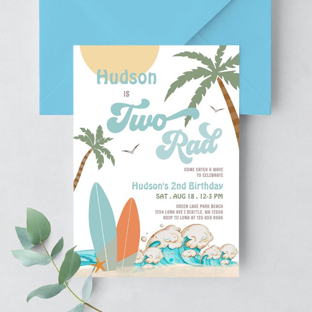 Invitación Fiesta Retro Chica Surf Surfing 2do Cumpleaños Dos (Subido por el creador)
