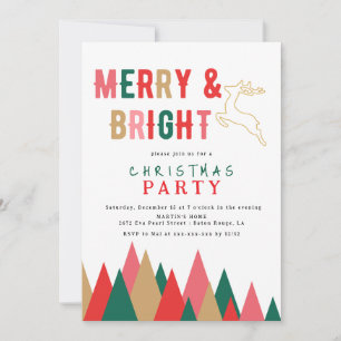 Invitación Fiesta retro colorido merry y Navidades brillantes