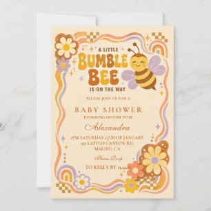 Invitación Fiesta Retro de Baby Shower de Abejorro