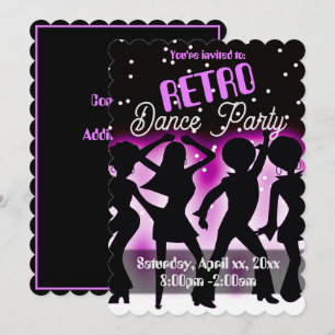Invitación Fiesta Retro de Baile Rosa