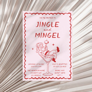 Invitación Fiesta Retro de Cócteles de Navidad Jingle and Min