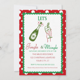 Invitación Fiesta Retro de Cócteles Navideños Jingle y Mingle