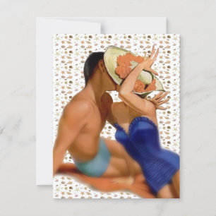 Invitación Fiesta retro de Couple Beach de los años 50