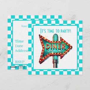 Invitación Fiesta retro de Cute Diner