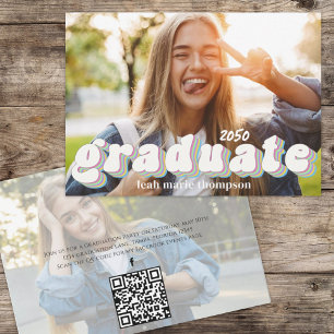 Invitación Fiesta retro de fotografía de graduación moderna