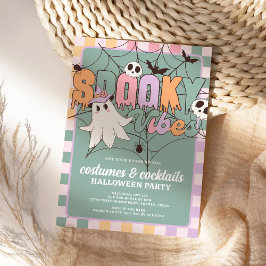 Invitación Fiesta retro de Halloween con disfraces y cócteles