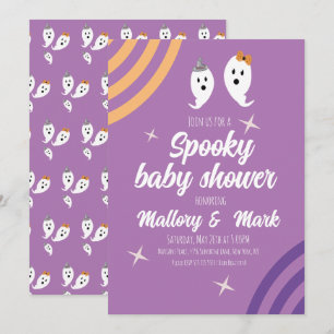 Invitación Fiesta Retro de Halloween Groovy Baby Shower
