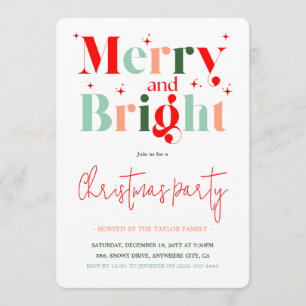 Invitación Fiesta Retro de Navidad Alegre y Brillante