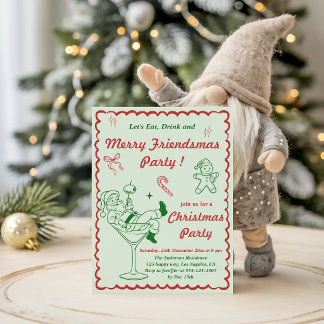 Invitación Fiesta Retro de Navidad de Amigosmas