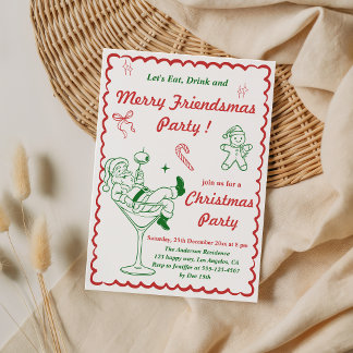 Invitación Fiesta Retro de Navidad de Amigosmas