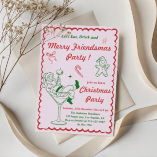 Invitación Fiesta Retro de Navidad de Amigosmas