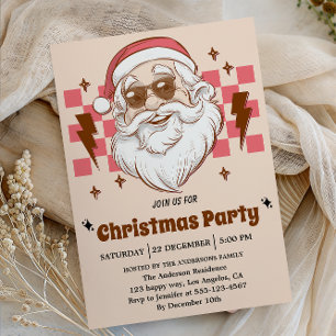 Invitación Fiesta Retro de Navidad de Santa Fiesta Vacacion