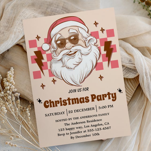 Invitación Fiesta Retro de Navidad de Santa | Fiesta Vacacion (Subido por el creador)