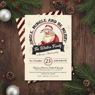 Invitación Fiesta Retro de Navidad de Santa Jingle Mingle Be 