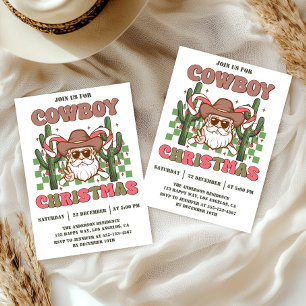 Invitación Fiesta Retro de Navidad de Vaquero Fiesta Occide
