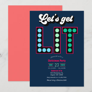 Invitación Fiesta Retro de Navidad Eléctrica con Campanas de 