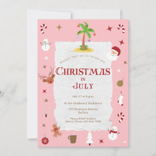 Invitación Fiesta Retro de Navidad en Julio con Retraso