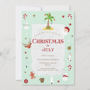 Invitación Fiesta Retro de Navidad en Julio fuera de fecha