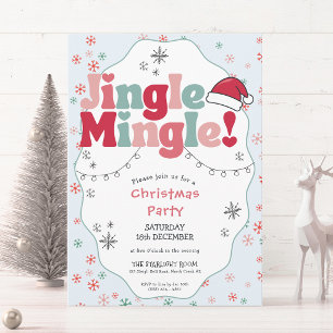 Invitación Fiesta Retro de Navidad Jingle Mingle 