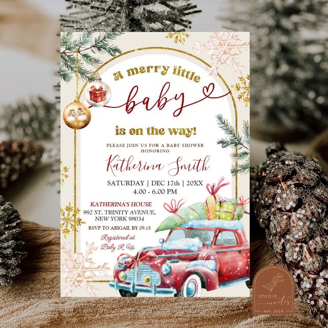 Invitación Fiesta Retro de Navidad para el Bebé (Subido por el creador)