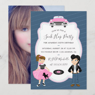 Invitación Fiesta retro de rock and roll para niños de Sock H