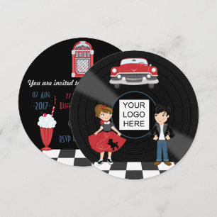 Invitación Fiesta Retro de Sock Hop Corporativa/Club/Colegio/