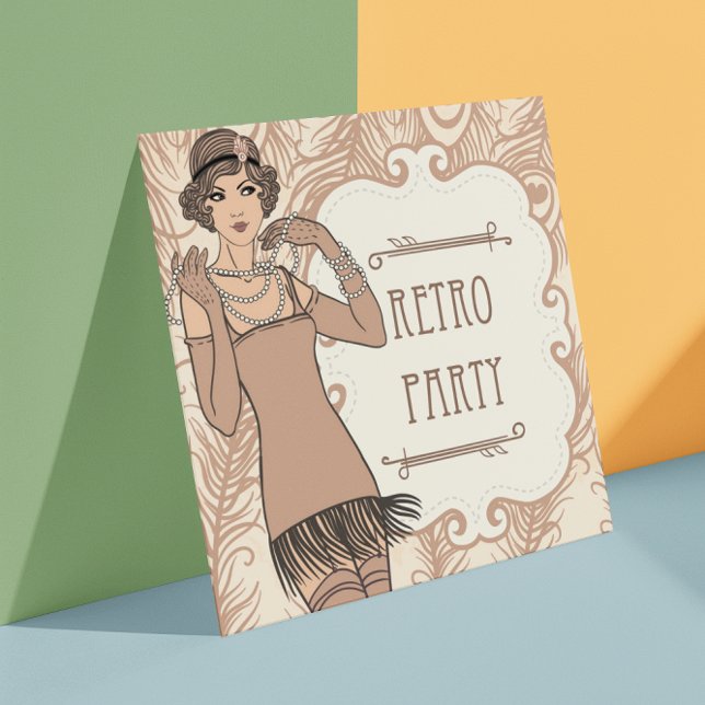 Invitación Fiesta retro de un gran Chica de Flapper de 20 (Subido por el creador)