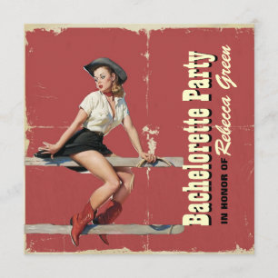 Invitación fiesta retro del bachelorette del país occidental