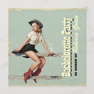 Invitación fiesta retro del bachelorette del país occidental