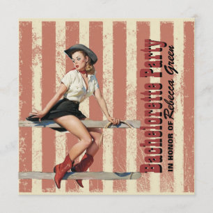 Invitación fiesta retro del bachelorette del país occidental