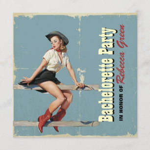 Invitación fiesta retro del bachelorette del país occidental