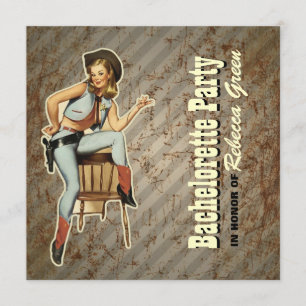 Invitación fiesta retro del bachelorette del país occidental