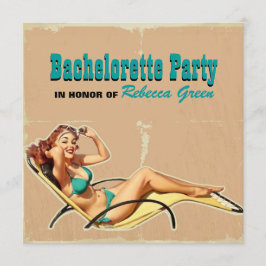 Invitación fiesta retro del bachelorette del traje de baño de