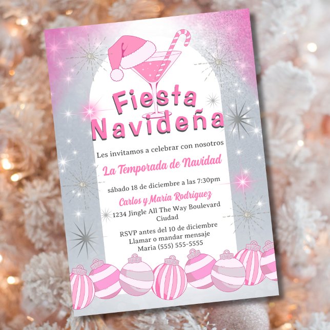Invitación Fiesta Retro Española Rosa Navideña Fiesta de Navi (Subido por el creador)