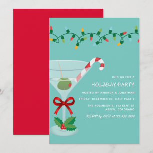 Invitación Fiesta Retro Frost de Navidad y Cócteles