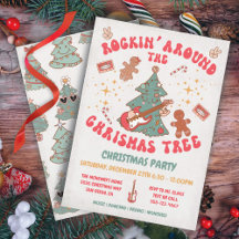 Fiesta retro hippie del árbol de Navidad de Rockin