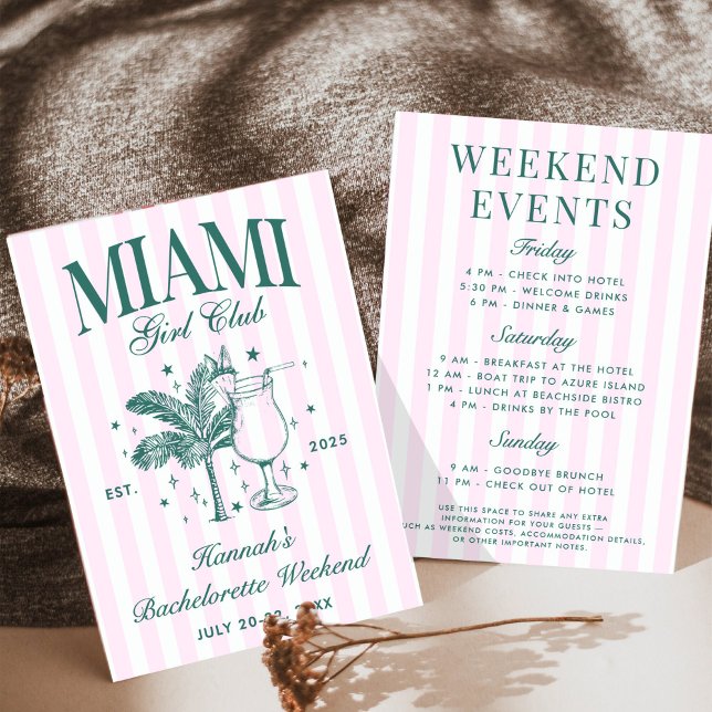 Invitación Fiesta Retro Moderna de Bachelorette de Miami Rosa (Subido por el creador)