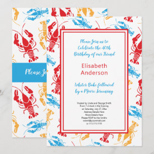 Invitación Fiesta Retro New England Lobster Bake
