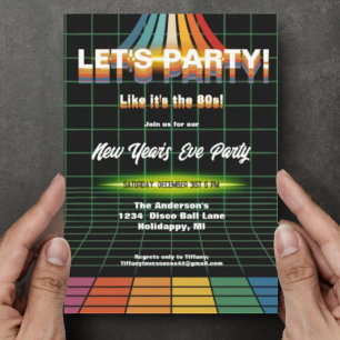 Invitación Fiesta Retro Nochevieja Me encantan los 80