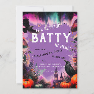 Invitación Fiesta Retro Purple Crow Hallowe'en