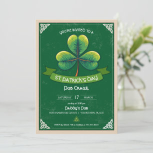 Invitación Fiesta Retro Shamrock St Patricks