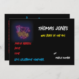 Invitación Fiesta Retro Temática Personalizada de los 90