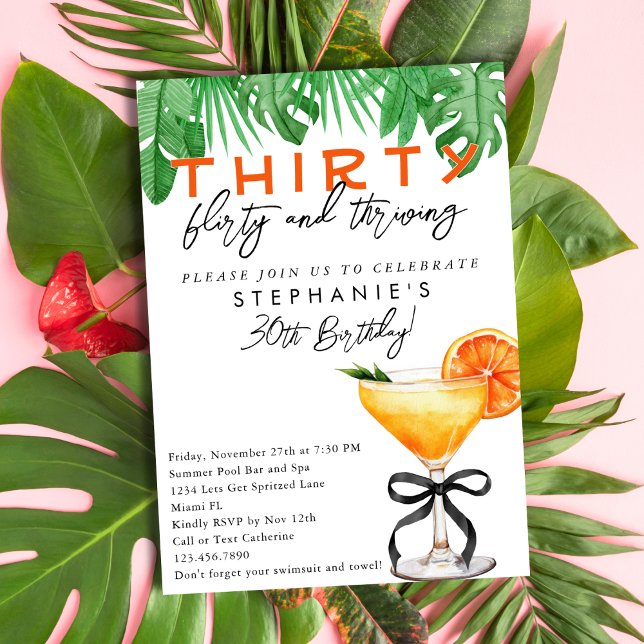 Invitación Fiesta Retro Tropical de Cumpleaños 30 con Aperol  (Subido por el creador)