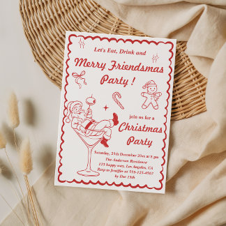 Invitación Fiesta Retro Vintage de Navidad
